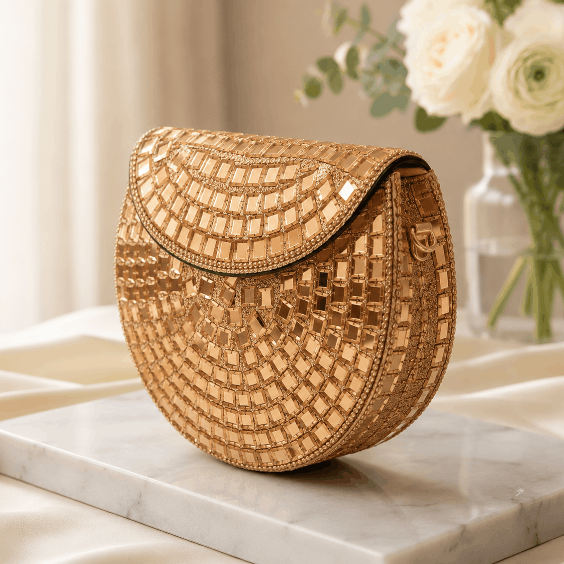 Textured Half Moon Mini Sling Bag