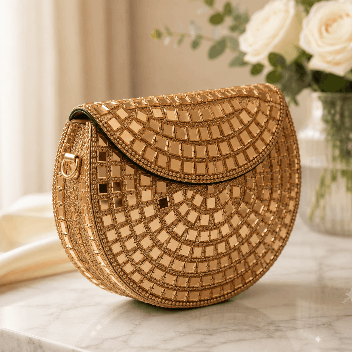 Textured Half Moon Mini Sling Bag