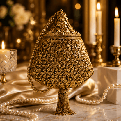 Antique Golden Metal Potli Clutch