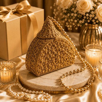 Antique  Golden Metal Clutch
