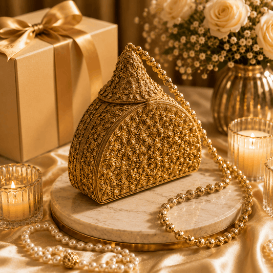 Antique  Golden Metal Clutch