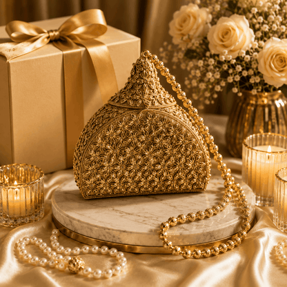 Antique  Golden Metal Clutch