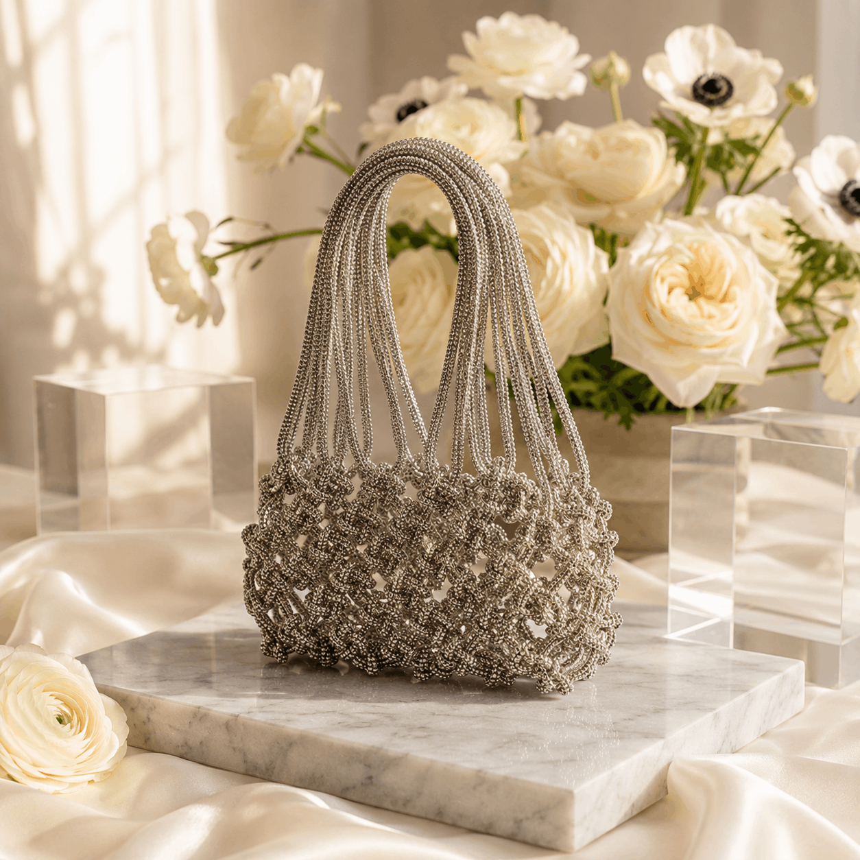 Designser Network Beaded Potli Bag | Silver