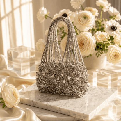 Designser Network Beaded Potli Bag | Silver