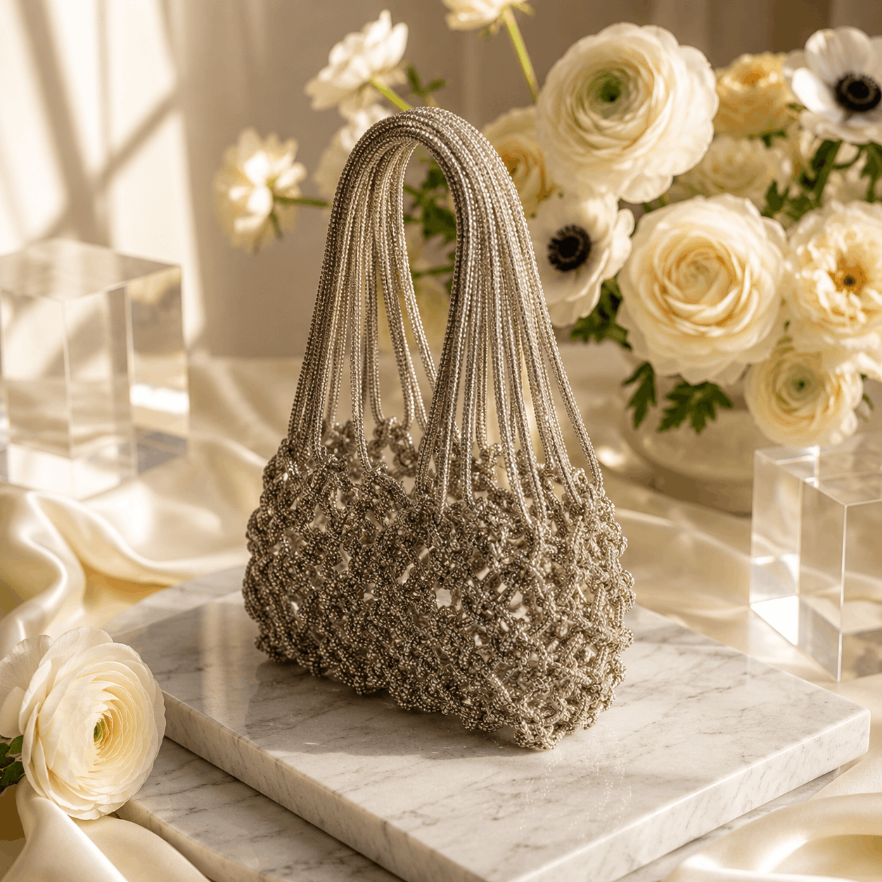Designser Network Beaded Potli Bag | Silver