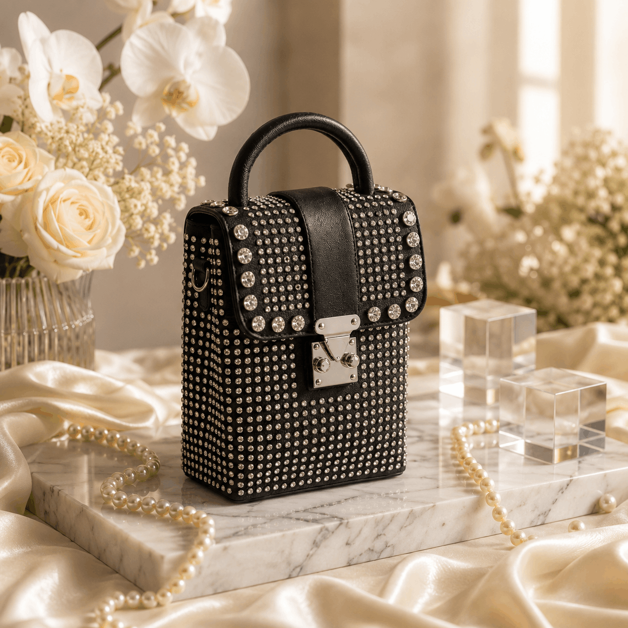 Glamorous Rhinestone Studded Handbag
