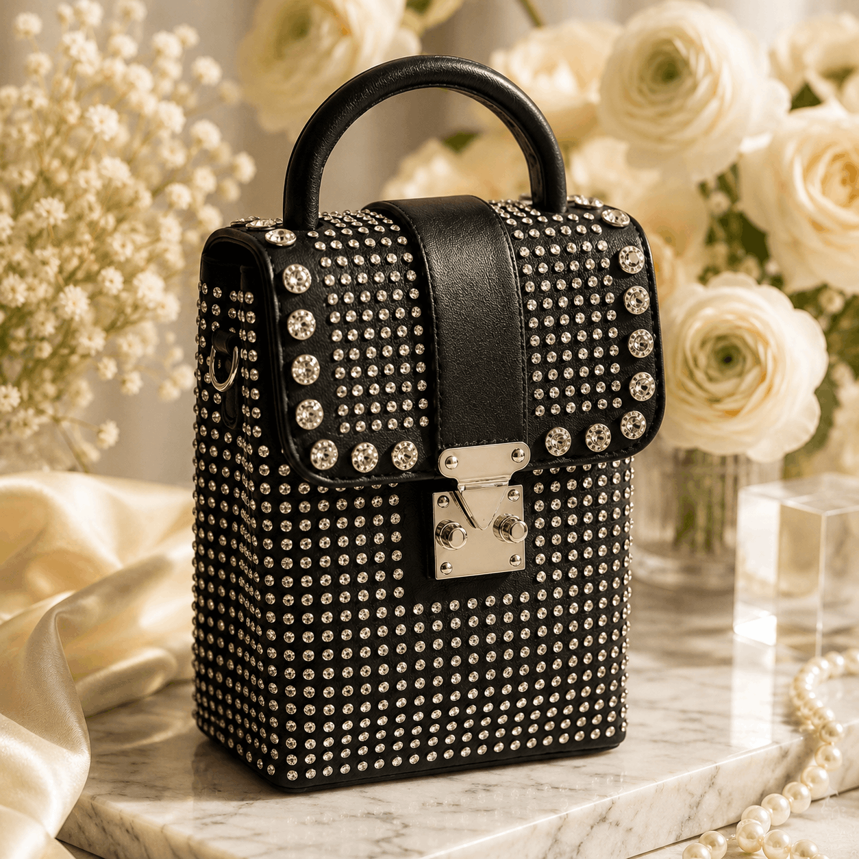 Glamorous Rhinestone Studded Handbag