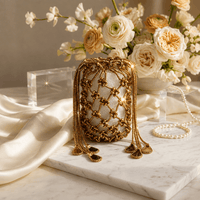 Network Beaded Clutch With Tessels