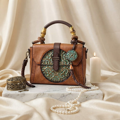 Luxuary Faux Leather Chinese Medium Handbag