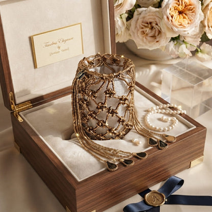 Network Beaded Clutch With Tessels
