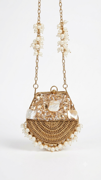 Embellished Pearl Half Moon Mini Clutch