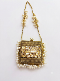 Royal Pearl Square mini Metal Clutch